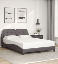 Bettgestell mit LED Grau 140x190 cm Kunstleder