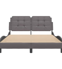 Bettgestell mit LED Grau 140x190 cm Kunstleder