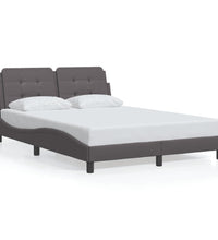 Bettgestell mit LED Grau 140x190 cm Kunstleder