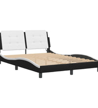 Bettgestell mit LED Schwarz und Weiß 140x190 cm Kunstleder