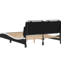 Bettgestell mit LED Schwarz und Weiß 140x190 cm Kunstleder