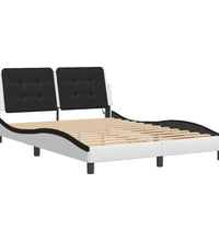 Bettgestell mit LED Weiß und Schwarz 140x190 cm Kunstleder