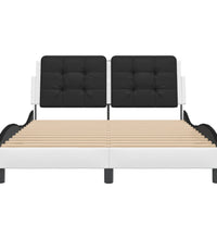 Bettgestell mit LED Weiß und Schwarz 140x190 cm Kunstleder