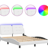 Bettgestell mit LED Weiß 140x200 cm Kunstleder