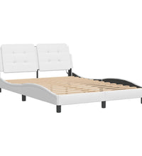 Bettgestell mit LED Weiß 140x200 cm Kunstleder