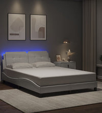 Bettgestell mit LED Weiß 140x200 cm Kunstleder