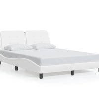 Bettgestell mit LED Weiß 140x200 cm Kunstleder