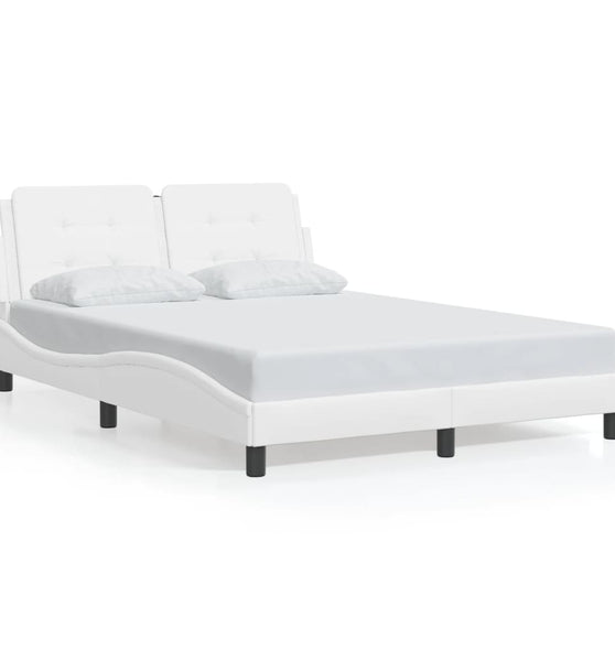 Bettgestell mit LED Weiß 140x200 cm Kunstleder