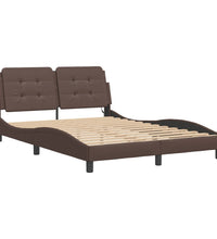 Bettgestell mit LED Braun 140x200 cm Kunstleder