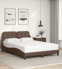 Bettgestell mit LED Braun 140x200 cm Kunstleder