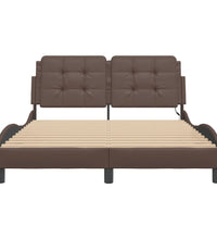 Bettgestell mit LED Braun 140x200 cm Kunstleder