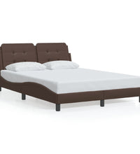 Bettgestell mit LED Braun 140x200 cm Kunstleder