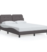 Bettgestell mit LED Grau 140x200 cm Kunstleder