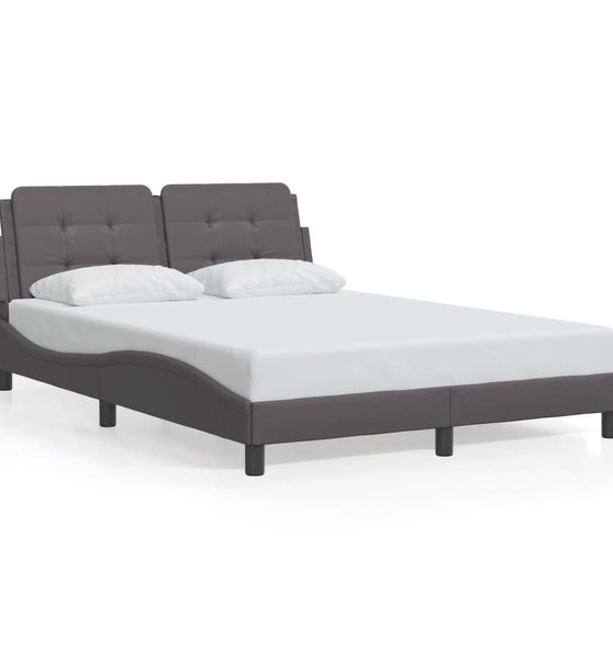 Bettgestell mit LED Grau 140x200 cm Kunstleder