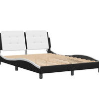 Bettgestell mit LED Schwarz und Weiß 140x200 cm Kunstleder