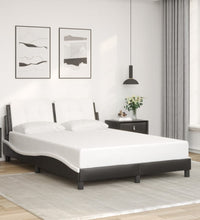 Bettgestell mit LED Schwarz und Weiß 140x200 cm Kunstleder