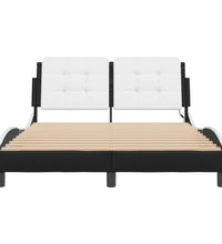Bettgestell mit LED Schwarz und Weiß 140x200 cm Kunstleder