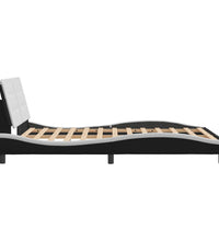 Bettgestell mit LED Schwarz und Weiß 140x200 cm Kunstleder