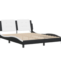 Bettgestell mit LED Schwarz und Weiß 160x200 cm Kunstleder