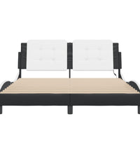 Bettgestell mit LED Schwarz und Weiß 160x200 cm Kunstleder