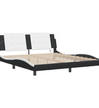 Bettgestell mit LED Schwarz und Weiß 180x200 cm Kunstleder