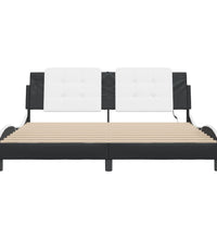Bettgestell mit LED Schwarz und Weiß 180x200 cm Kunstleder
