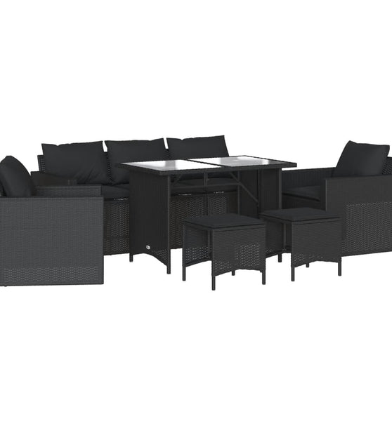 6-tlg. Garten-Sofagarnitur mit Kissen Schwarz Poly Rattan