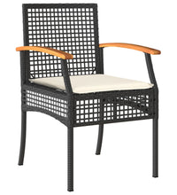 7-tlg. Garten-Essgruppe mit Kissen Schwarz Poly Rattan