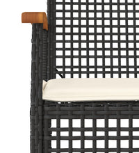 7-tlg. Garten-Essgruppe mit Kissen Schwarz Poly Rattan