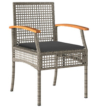 7-tlg. Garten-Essgruppe mit Kissen Grau Poly Rattan