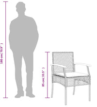 7-tlg. Garten-Essgruppe mit Kissen Grau Poly Rattan