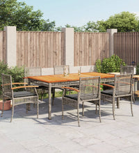 7-tlg. Garten-Essgruppe mit Kissen Grau Poly Rattan