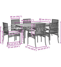 7-tlg. Garten-Essgruppe mit Kissen Beige Poly Rattan