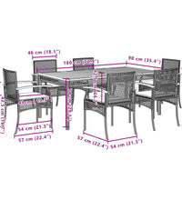 7-tlg. Garten-Essgruppe mit Kissen Beige Poly Rattan