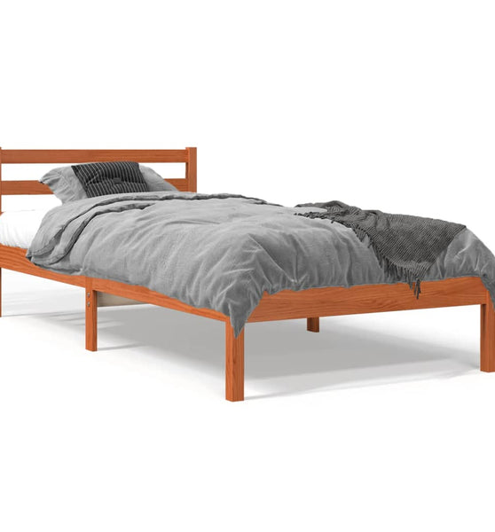 Massivholzbett ohne Matratze Wachsbraun 100x200 Kiefernholz