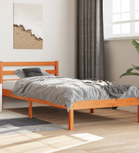 Massivholzbett ohne Matratze Wachsbraun 100x200 Kiefernholz