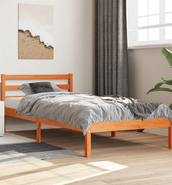 Massivholzbett ohne Matratze Wachsbraun 100x200 Kiefernholz