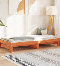 Tagesbett Ausziehbar Wachsbraun 90x200 cm Massivholz Kiefer