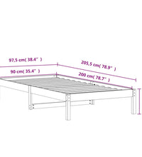 Tagesbett ohne Matratze Wachsbraun 90x200 cm Massivholz Kiefer