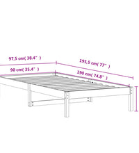 Tagesbett ohne Matratze Wachsbraun 90x190 cm Massivholz Kiefer