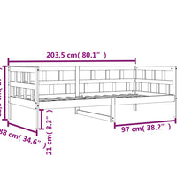 Tagesbett ohne Matratze Wachsbraun 80x200 cm Massivholz Kiefer