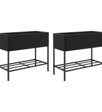 Hochbeete mit Ablage 2 Stk. Schwarz 90x40x75 cm Poly Rattan