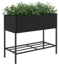 Hochbeete mit Ablage 2 Stk. Schwarz 90x40x75 cm Poly Rattan