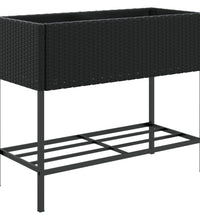Hochbeete mit Ablage 2 Stk. Schwarz 90x40x75 cm Poly Rattan