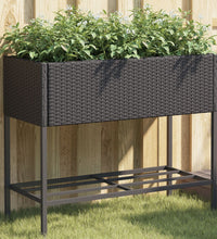 Hochbeete mit Ablage 2 Stk. Schwarz 90x40x75 cm Poly Rattan