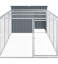 Hundehütte mit Auslauf Anthrazit 153x396x110cm Verzinkter Stahl
