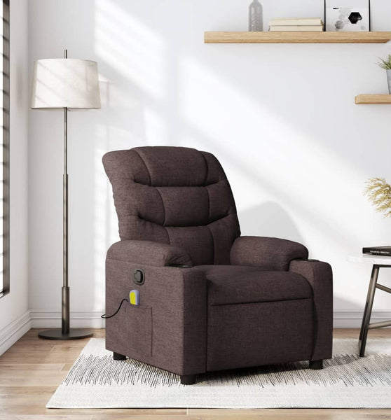 Massagesessel Dunkelbraun Stoff