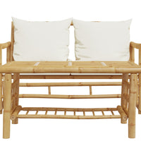 2-tlg. Garten-Sofagarnitur mit Kissen Bambus