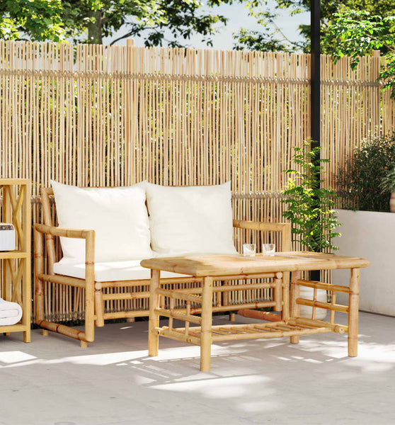 2-tlg. Garten-Sofagarnitur mit Kissen Bambus
