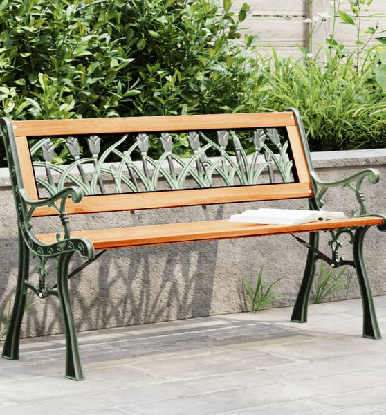Gartenbank 116 cm Massivholz Tanne und Stahl
